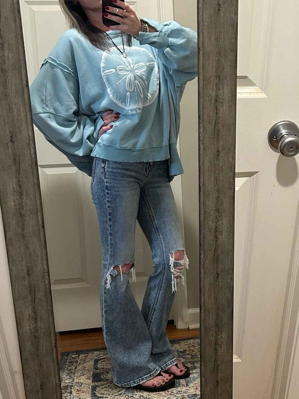Like New RARE We The Free Graphic Camden Pullover in Sand Dollar Print - Picture 14 of 15